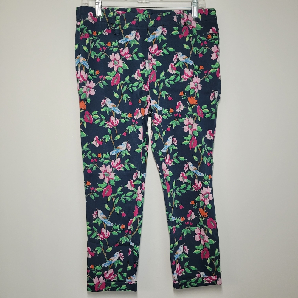 Time and Tru Aviar And Floral Pants Pull On Cropped Jeans 12/14 Large - Picture 2 of 8